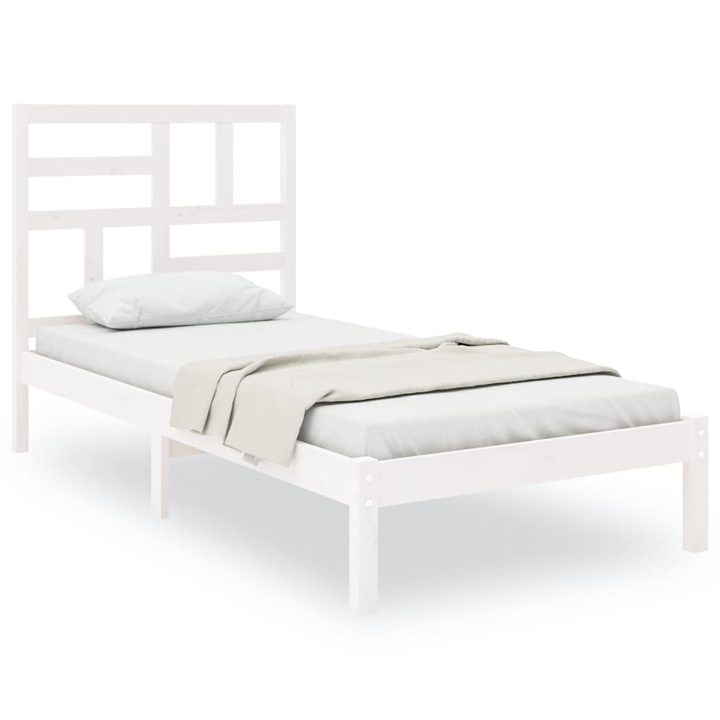 Estrutura de cama 100x200 cm madeira maciça branco