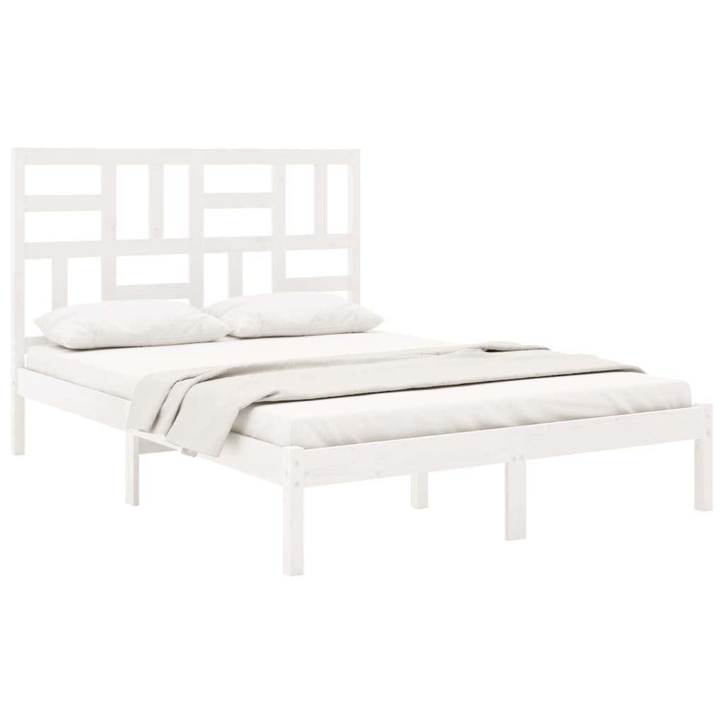 Estrutura de cama 140x200 cm madeira maciça branco