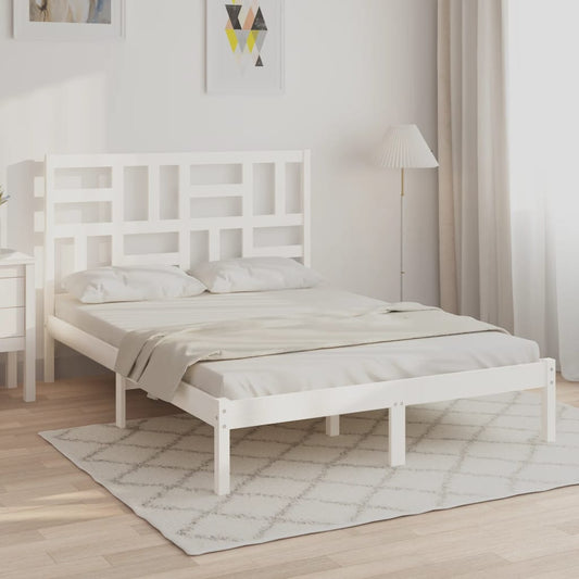 Estrutura de cama 160x200 cm madeira maciça branco