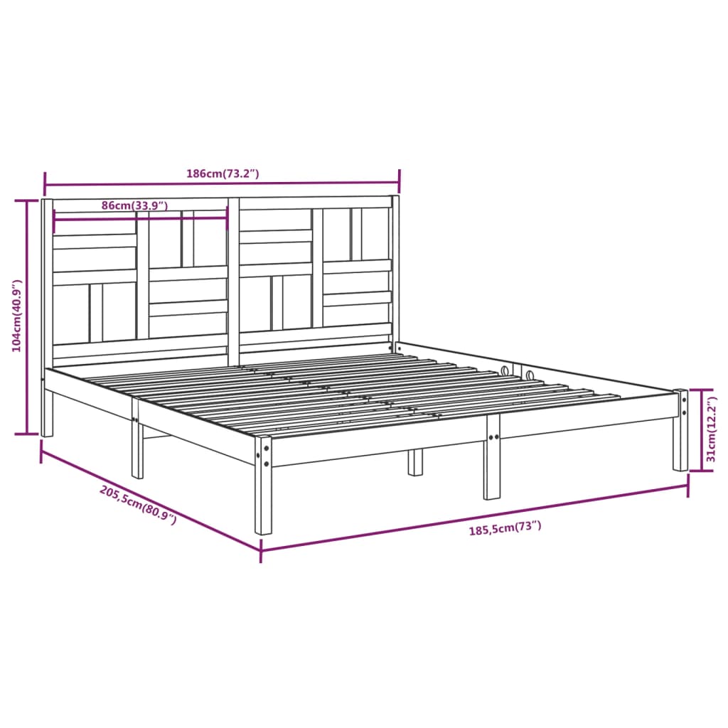 Estrutura de cama super king 180x200 cm madeira maciça