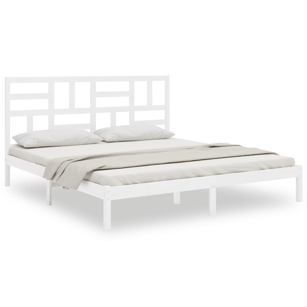 Estrutura de cama super king pinho maciço 180x200 cm branco