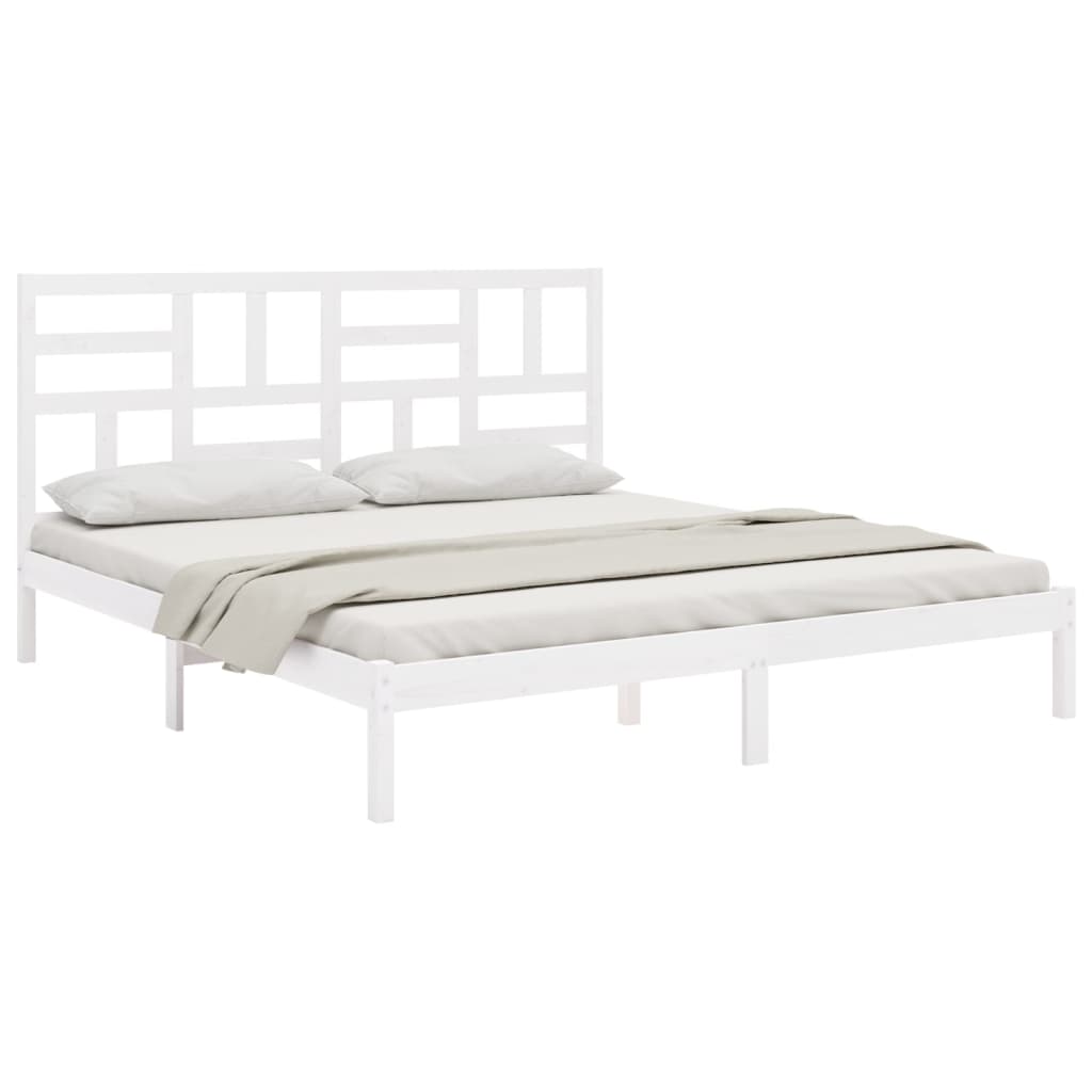 Estrutura de cama super king pinho maciço 180x200 cm branco