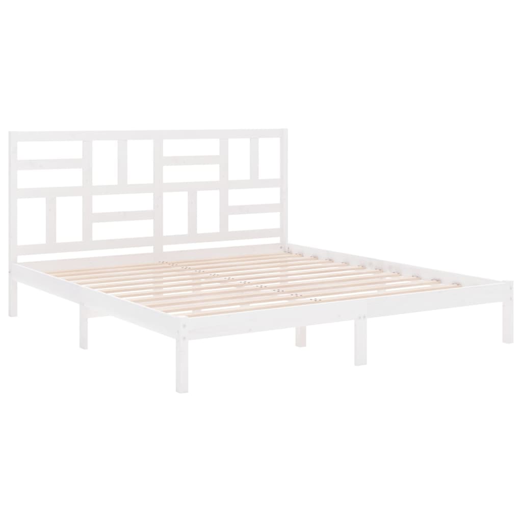 Estrutura de cama super king pinho maciço 180x200 cm branco