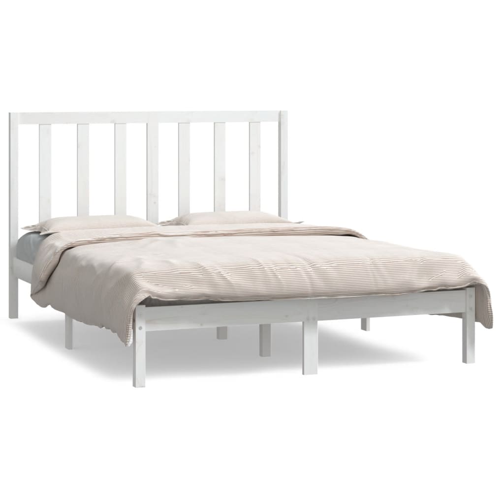 Estrutura de cama casal 135x190 cm pinho maciço branco