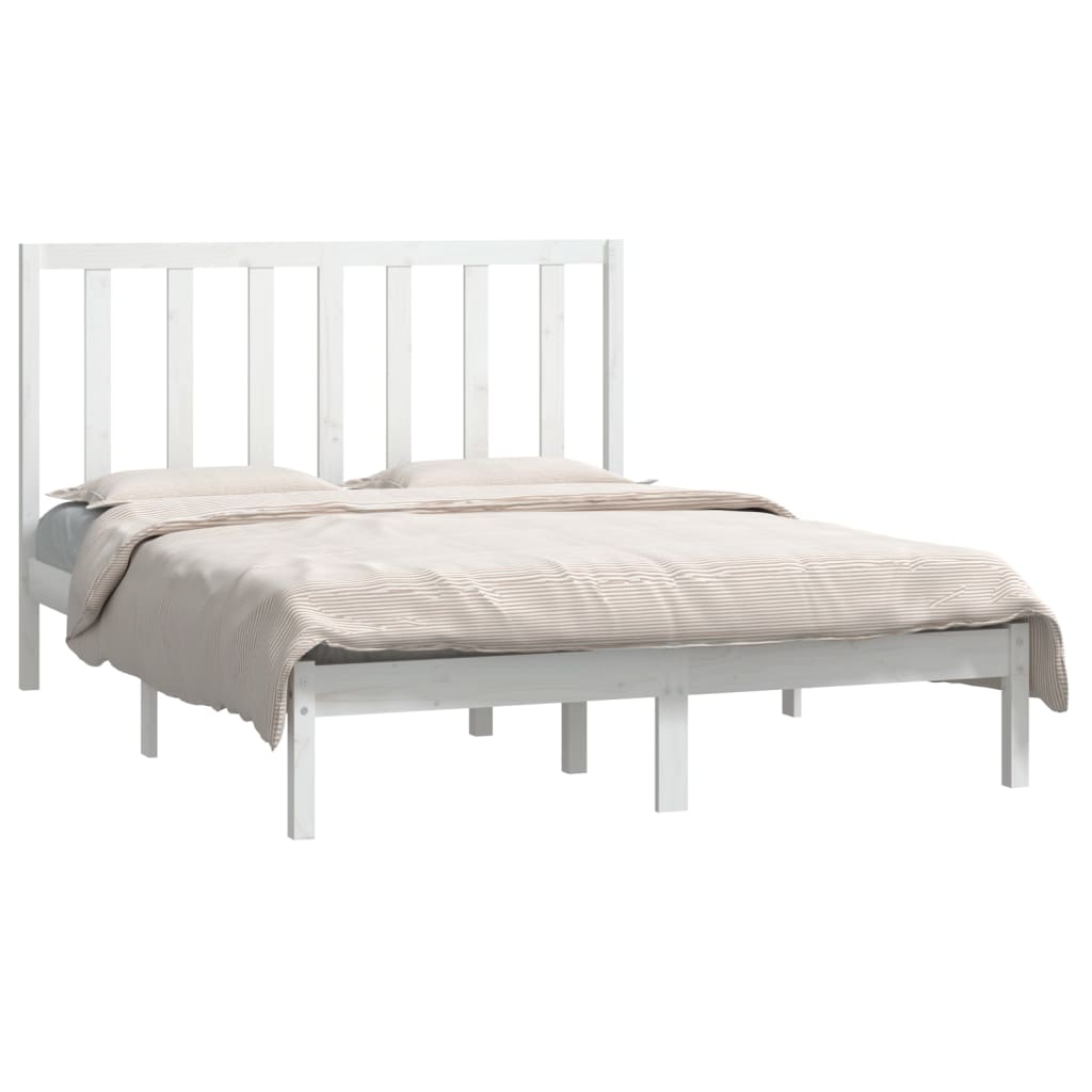 Estrutura de cama casal 135x190 cm pinho maciço branco