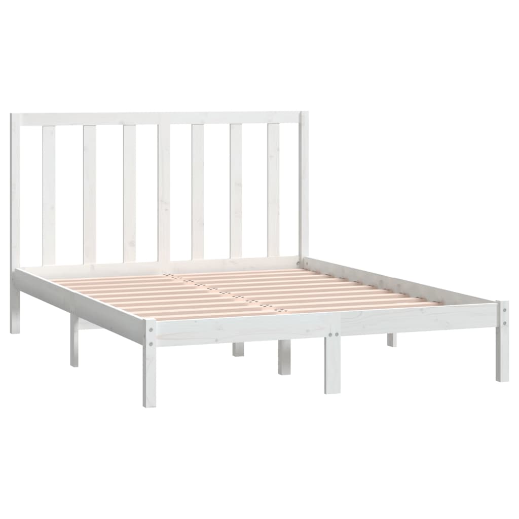 Estrutura de cama casal 135x190 cm pinho maciço branco