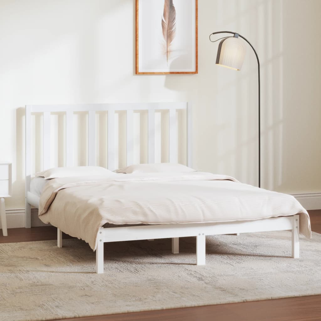 Estrutura de cama casal 135x190 cm pinho maciço branco