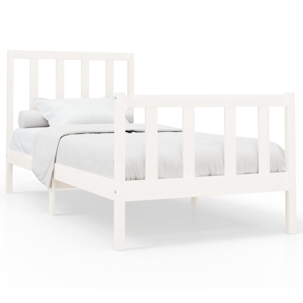 Estrutura de cama 90x200 cm pinho maciço branco