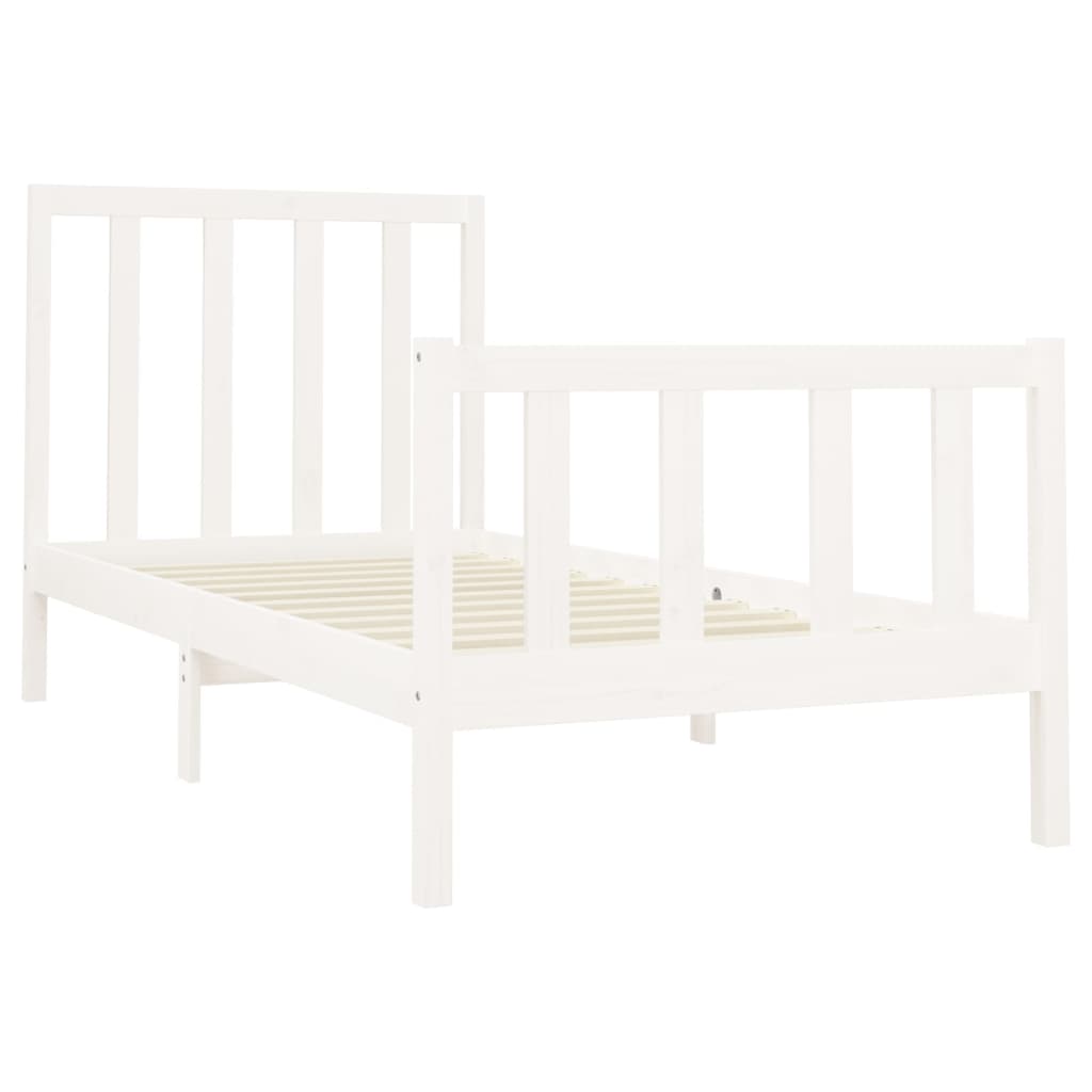 Estrutura de cama 90x200 cm pinho maciço branco