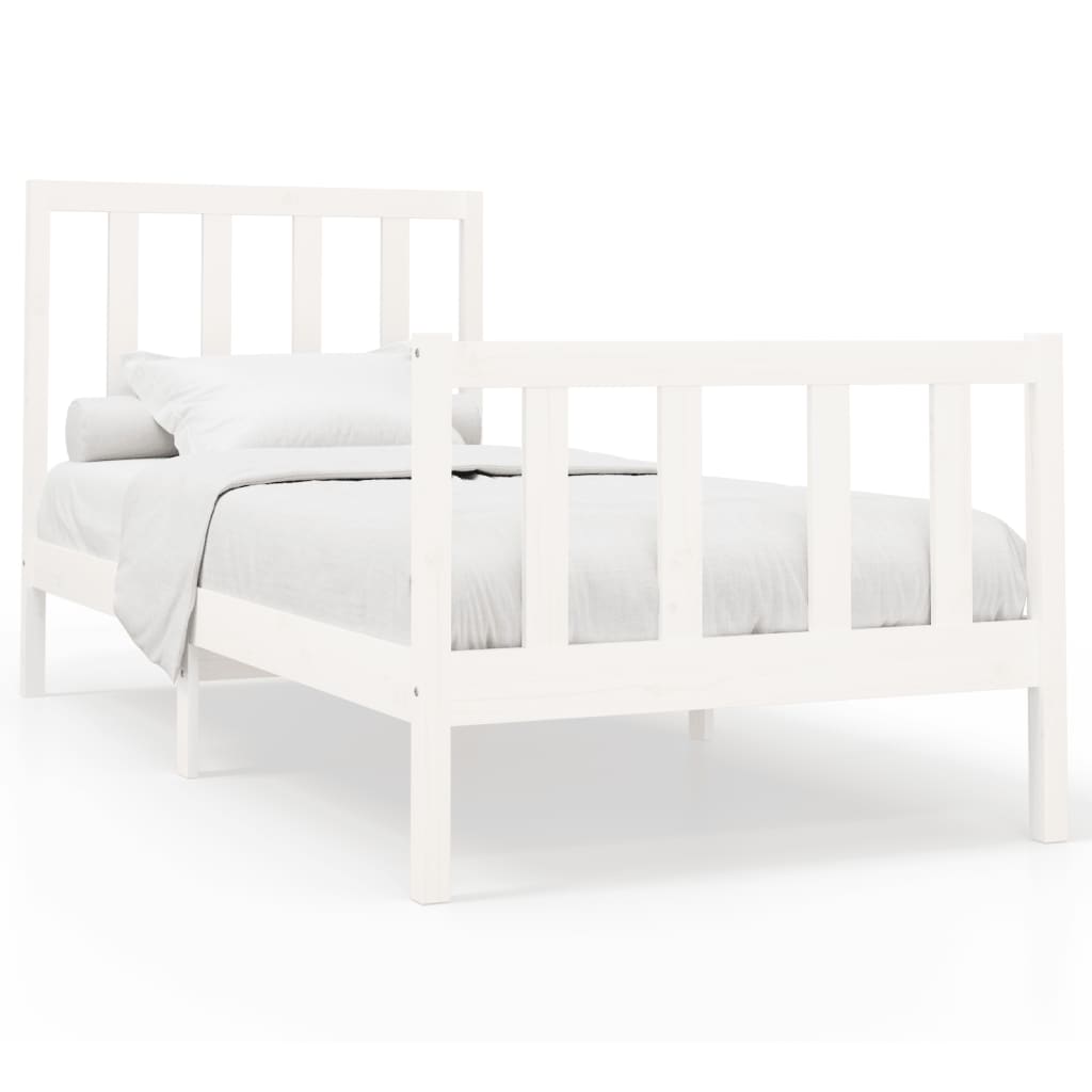 Estrutura de cama 100x200 cm pinho maciço branco