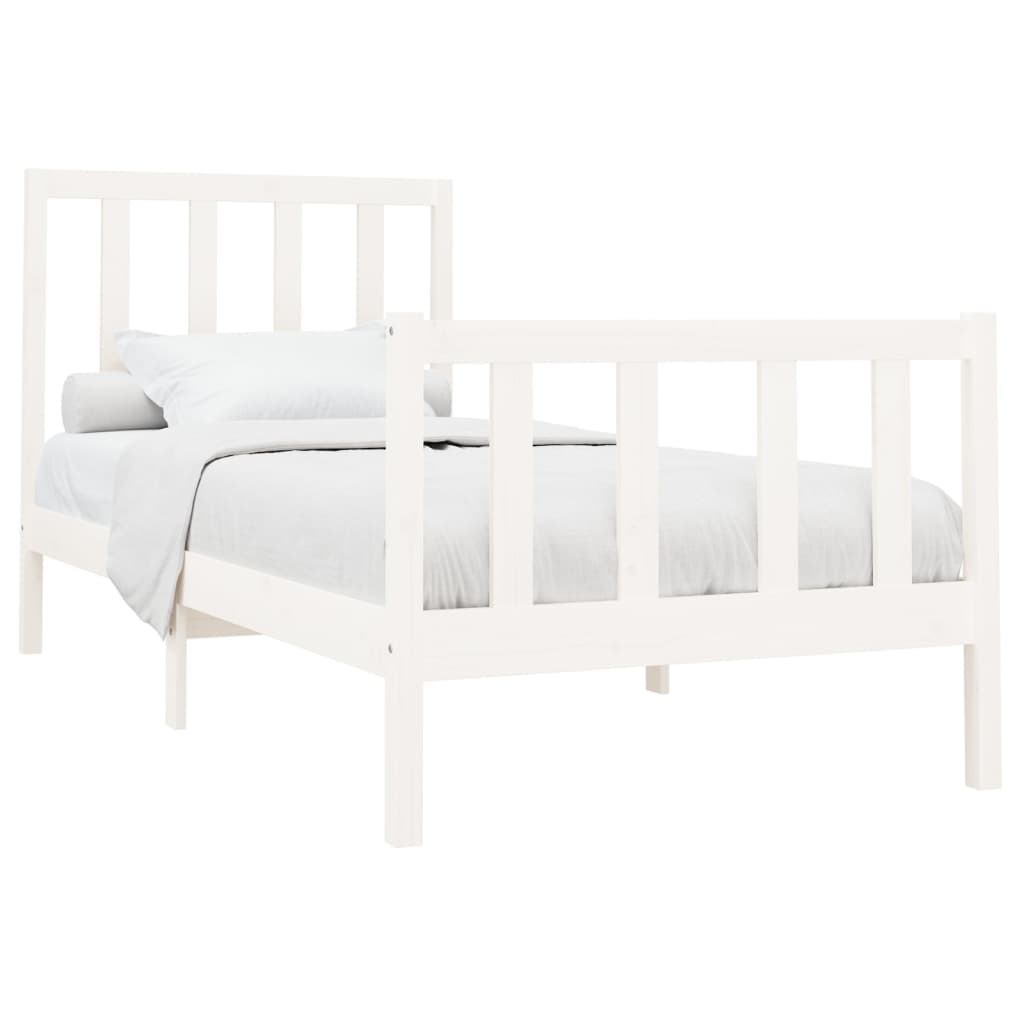 Estrutura de cama 100x200 cm pinho maciço branco