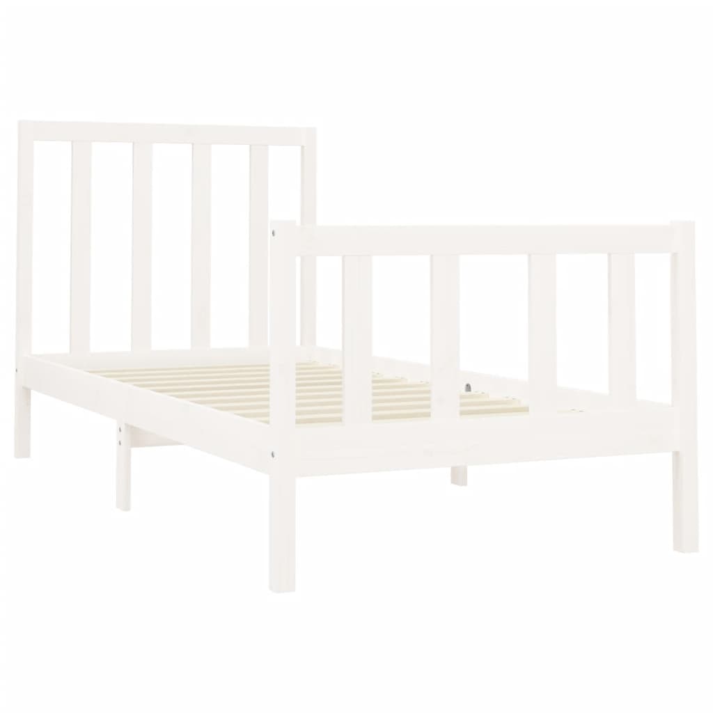 Estrutura de cama 100x200 cm pinho maciço branco