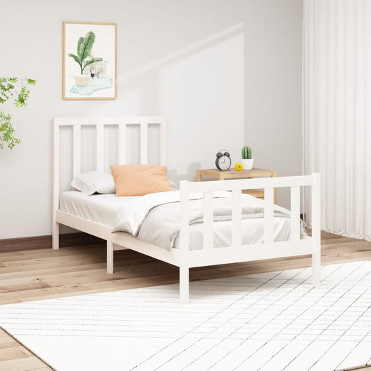 Estrutura de cama 100x200 cm pinho maciço branco