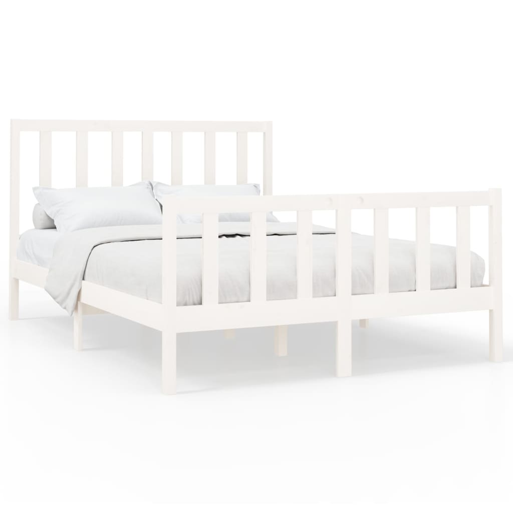 Estrutura de cama 120x200 cm pinho maciço branco