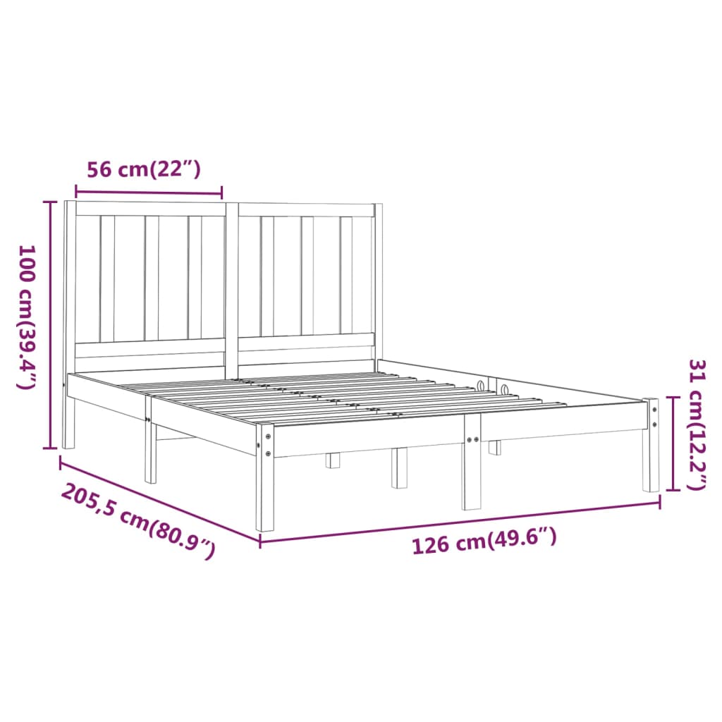 Estrutura de cama 120x200 cm madeira maciça castanho mel