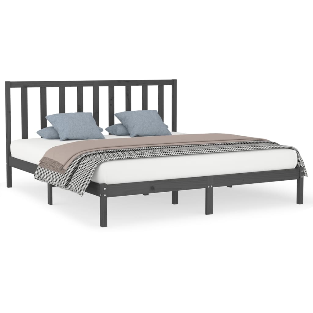 Estrutura de cama super king 180x200 cm madeira maciça cinza