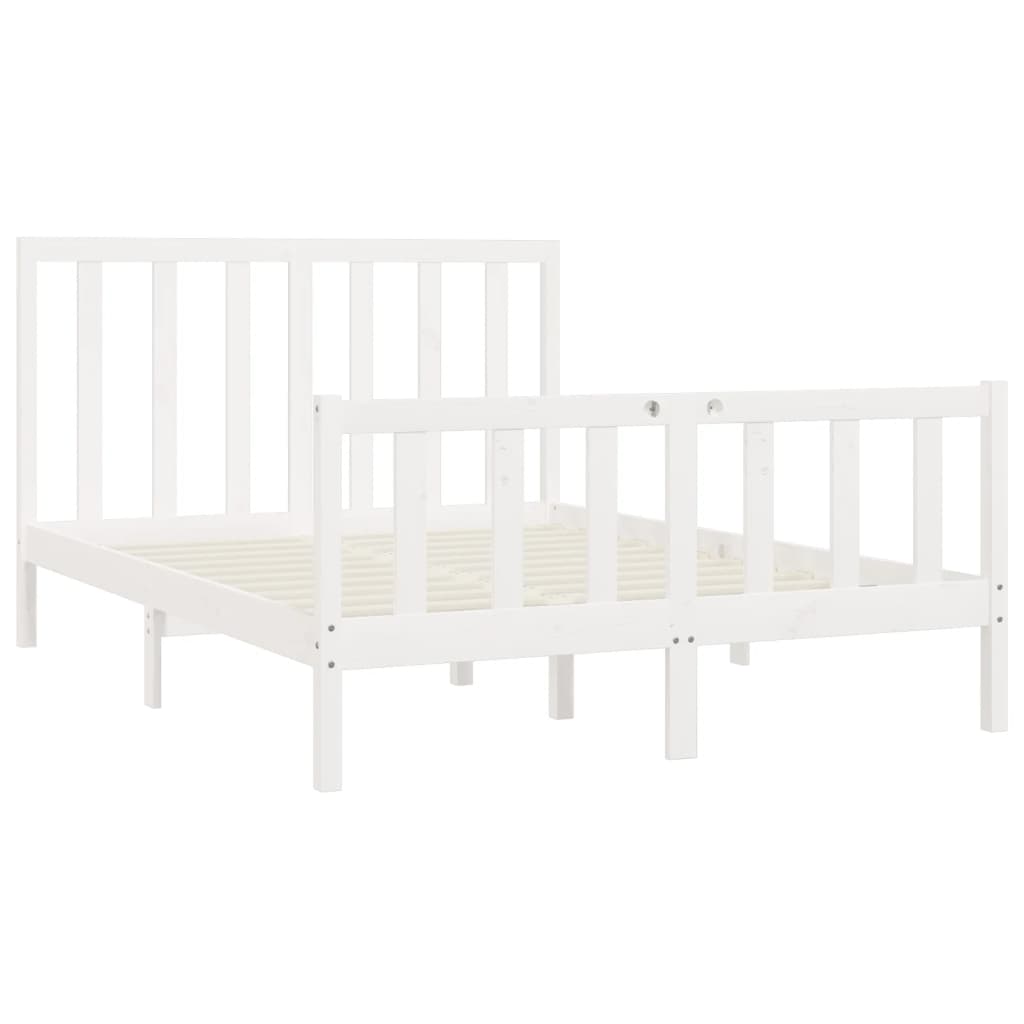 Estrutura de cama king 150x200 cm madeira maciça branco