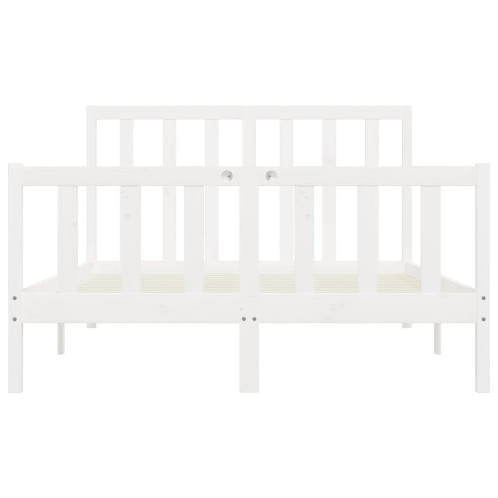 Estrutura de cama king 150x200 cm madeira maciça branco