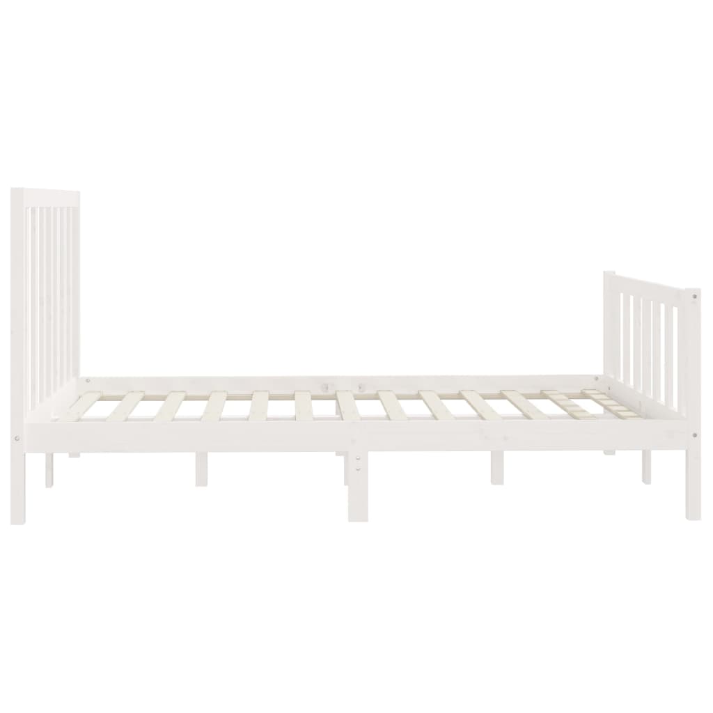 Estrutura de cama king 150x200 cm madeira maciça branco