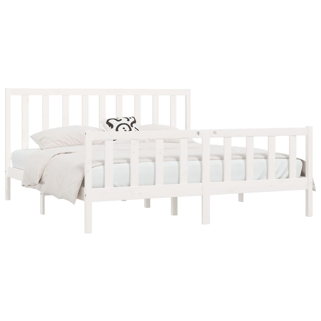 Estrutura de cama super king pinho maciço 180x200 cm branco