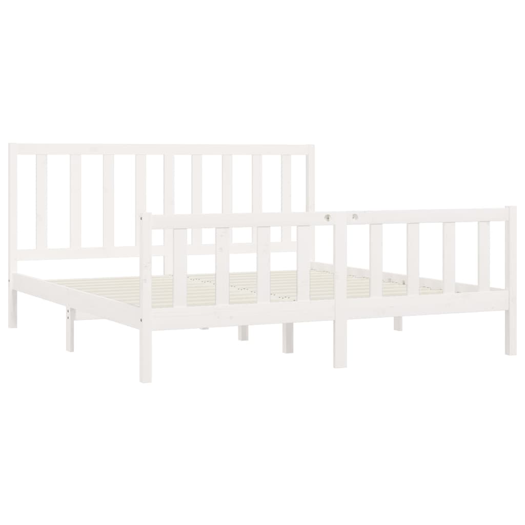 Estrutura de cama super king pinho maciço 180x200 cm branco