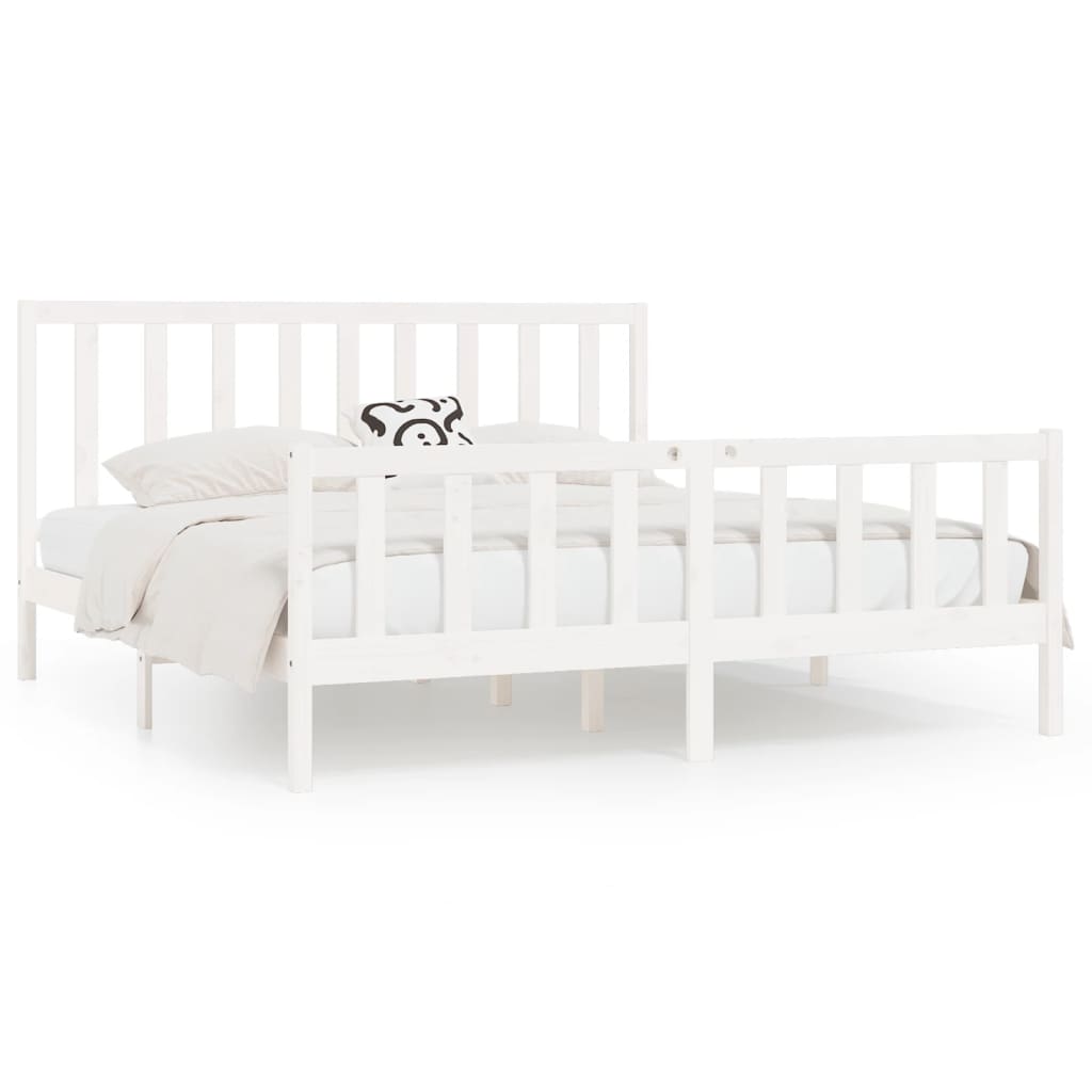 Estrutura de cama 200x200 cm madeira maciça branco