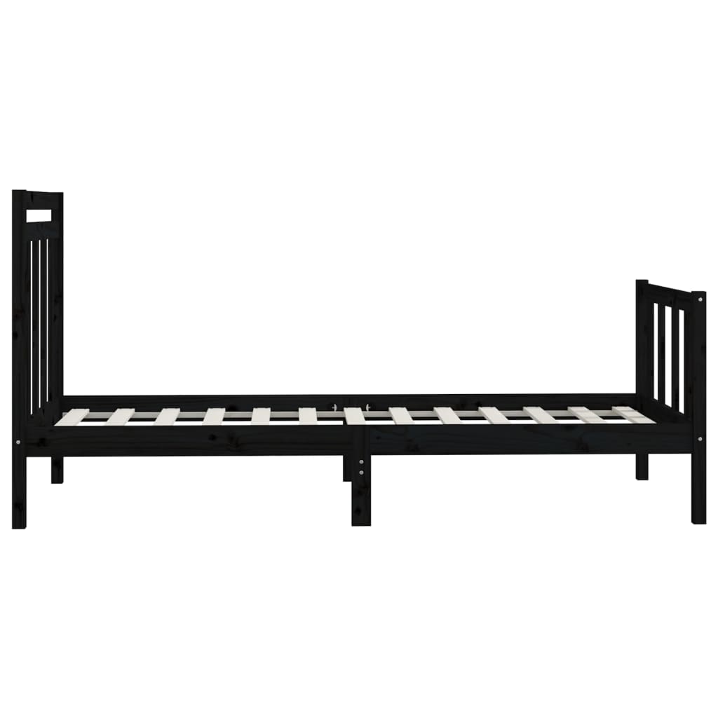 Estrutura de cama 90x200 cm madeira de pinho maciça preto