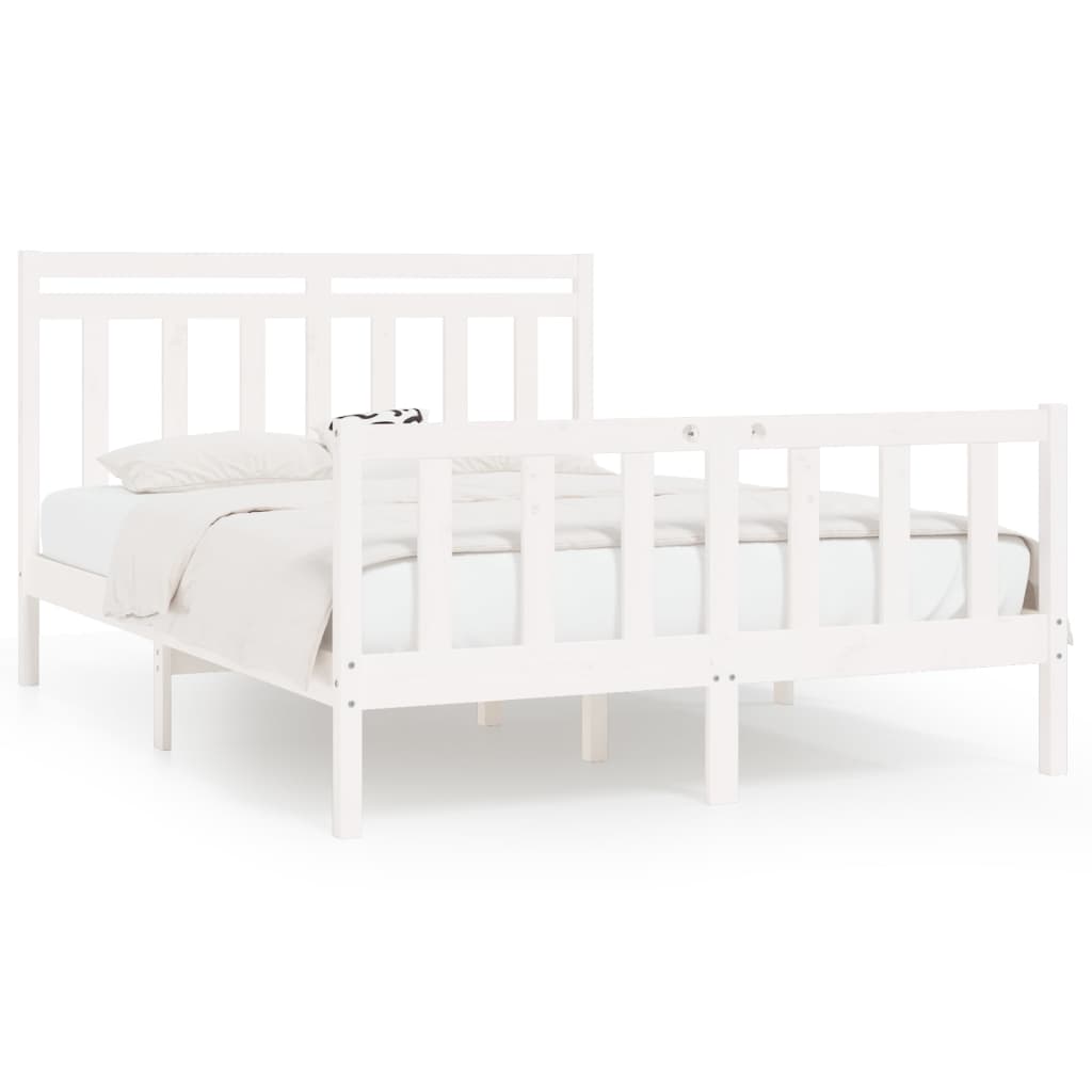 Estrutura de cama king 150x200 cm pinho maciço branco