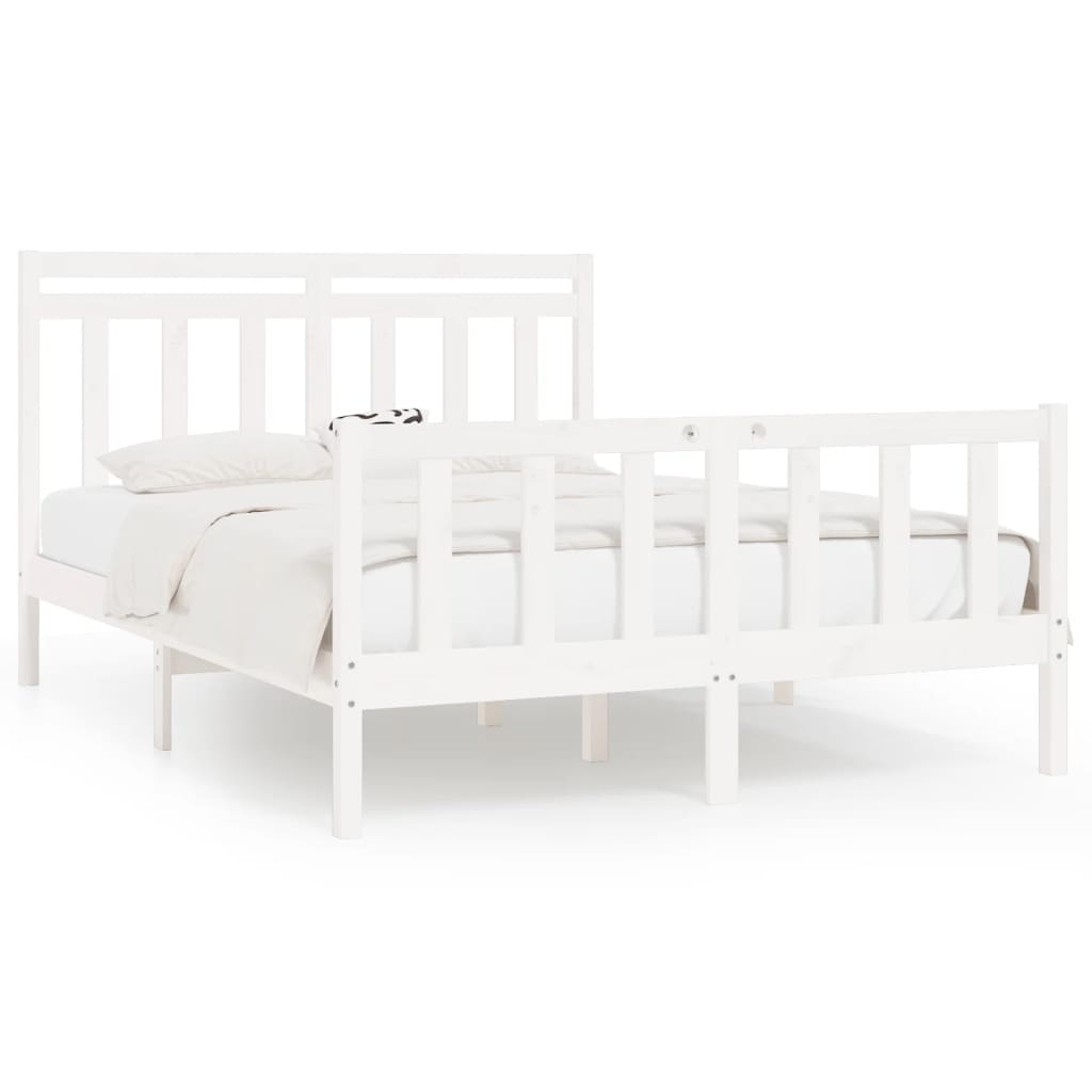 Estrutura de cama 160x200 cm madeira de pinho maciça branco