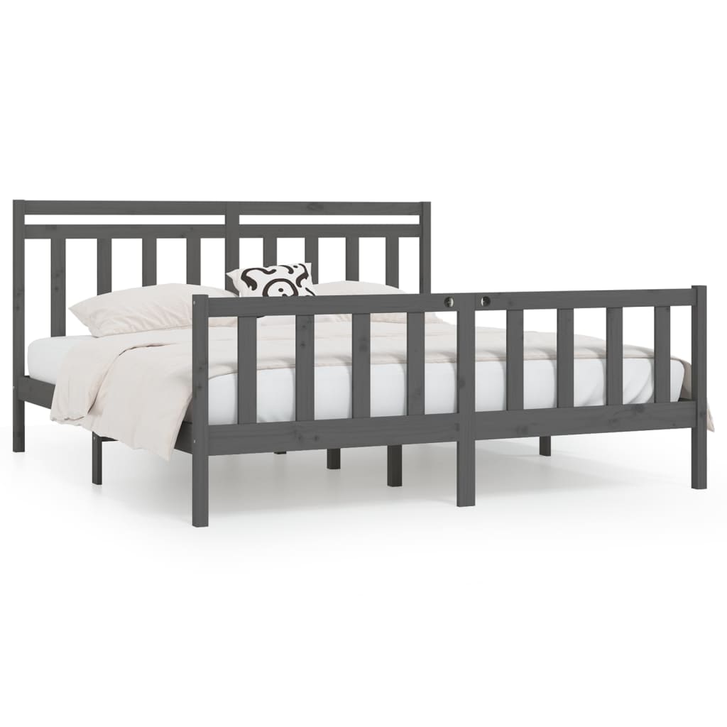 Estrutura de cama super king 180x200 cm pinho maciço cinza