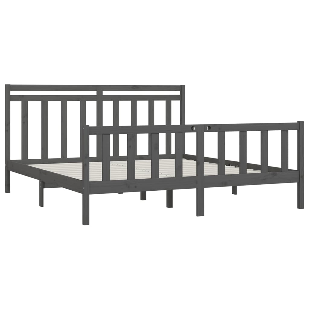 Estrutura de cama super king 180x200 cm pinho maciço cinza