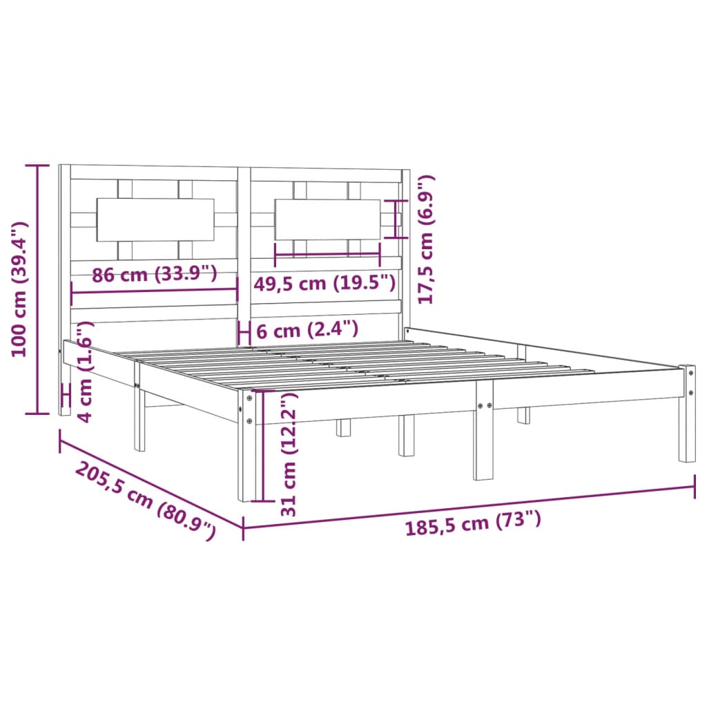 Estrutura de cama super king 180x200 cm pinho maciço branco