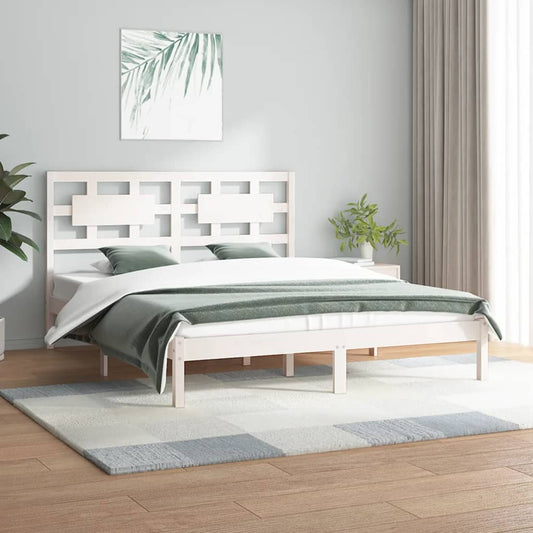 Estrutura de cama super king 180x200 cm pinho maciço branco