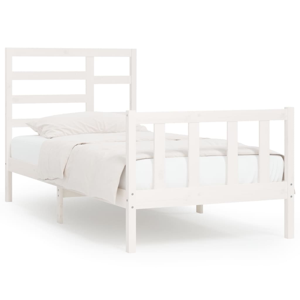 Estrutura de cama 90x200 cm pinho maciço branco