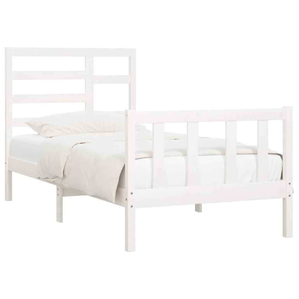 Estrutura de cama 90x200 cm pinho maciço branco