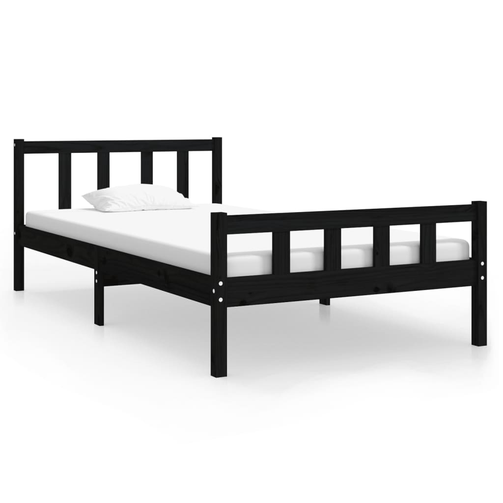 Estrutura de cama 90x200 cm madeira maciça preto