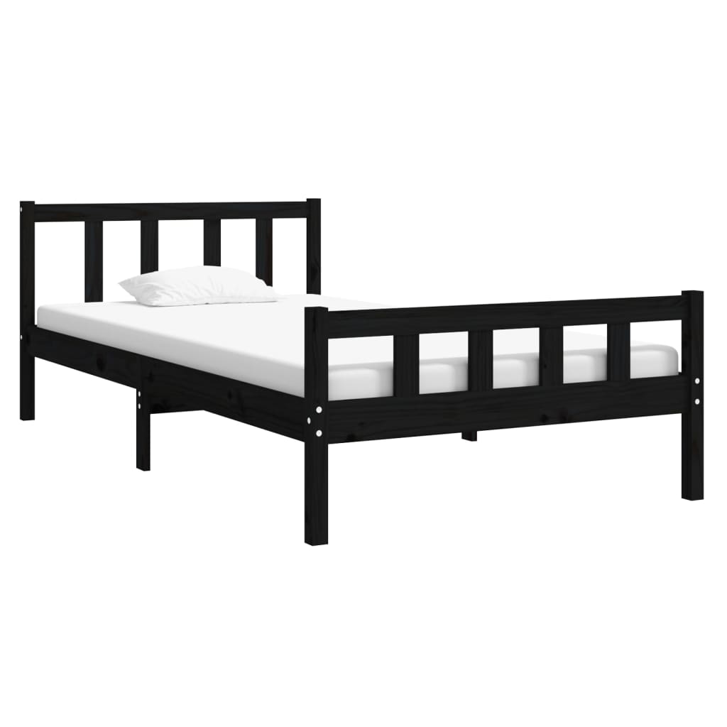 Estrutura de cama 90x200 cm madeira maciça preto