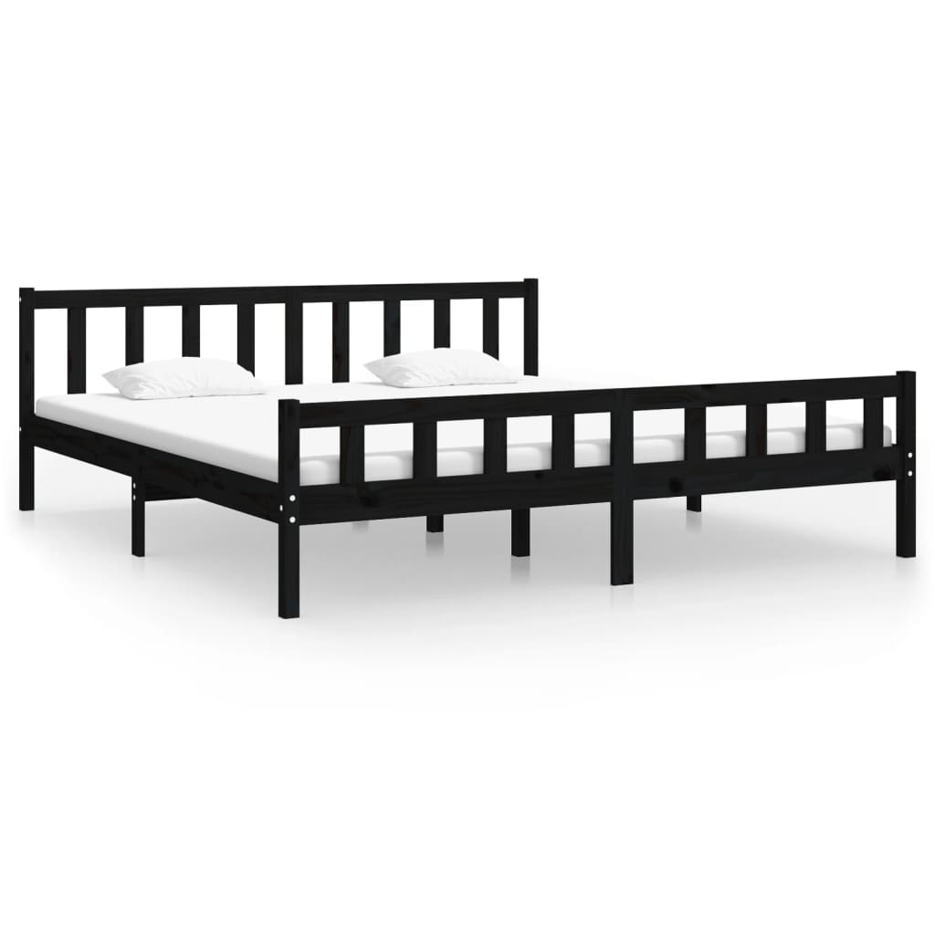 Estrutura de cama super king 180x200 cm madeira maciça preto