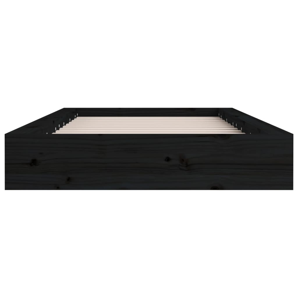 Estrutura de cama solteiro 90x190 cm madeira maciça preto