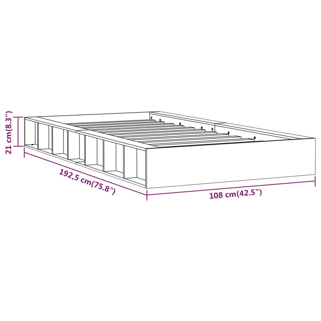 Estrutura de cama solteiro 90x190 cm madeira maciça preto