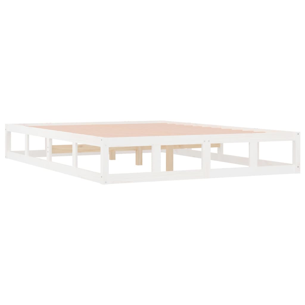 Estrutura de cama casal 135x190 cm madeira maciça branco