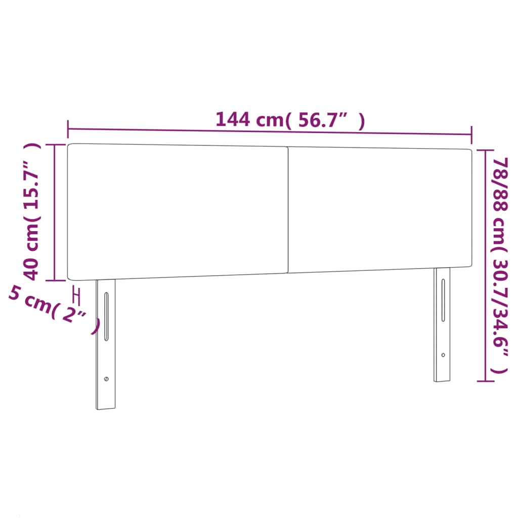 Cabeceira de cama 2 pcs tecido 72x5x78/88 cm cinzento-claro