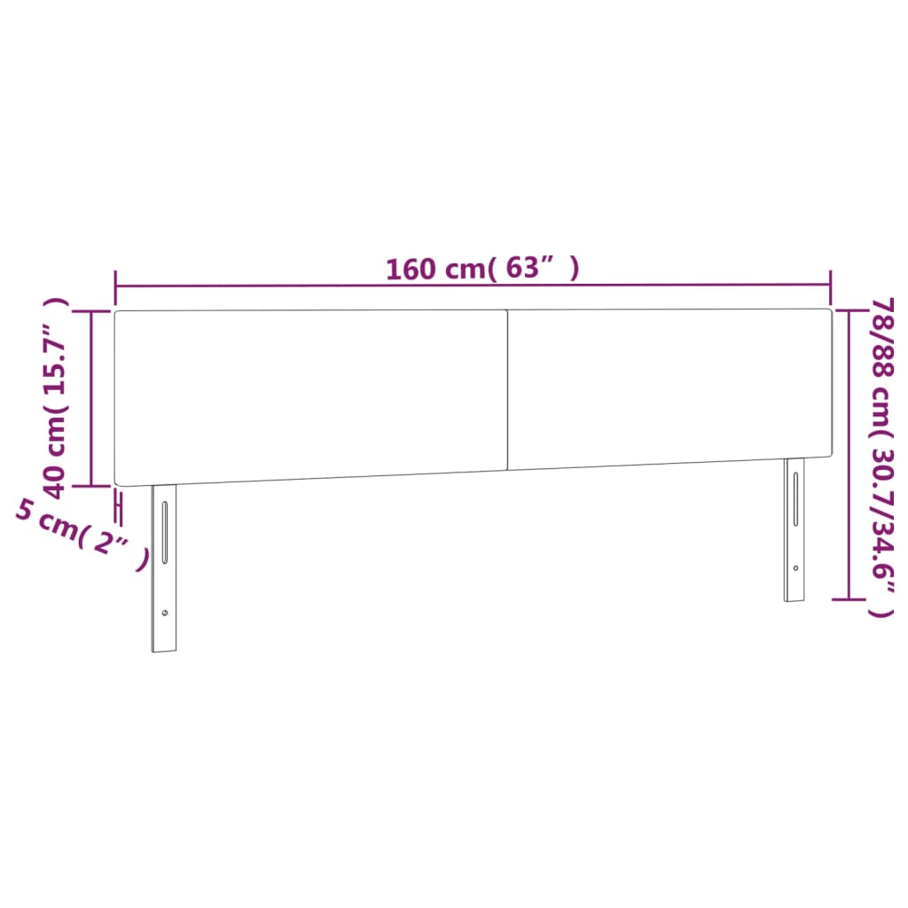 Cabeceira de cama 2 pcs tecido 80x5x78/88 cm preto