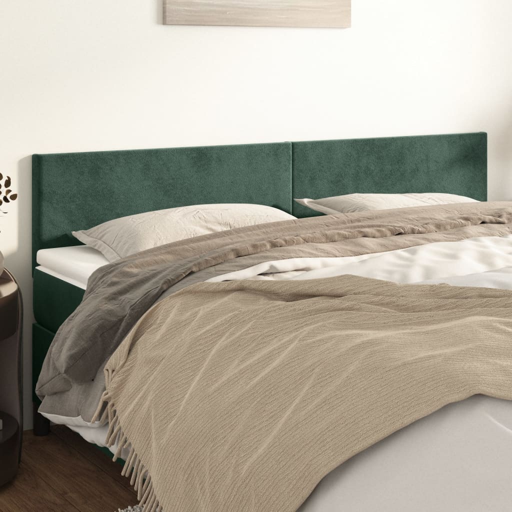 Cabeceira de cama 2 pcs veludo 90x5x78/88 cm verde-escuro