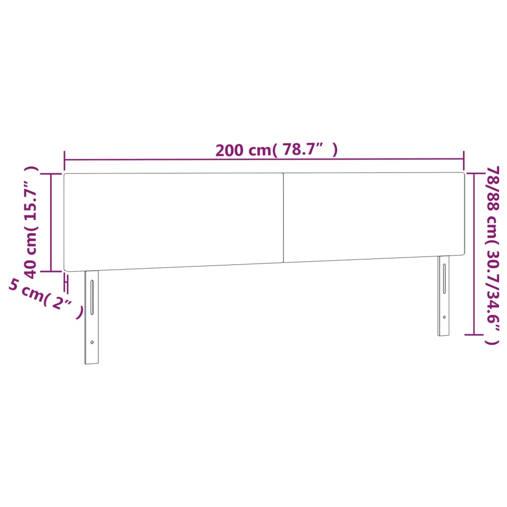 Cabeceira cama 2 pcs tecido 100x5x78/88 cm cinzento-acastanhado