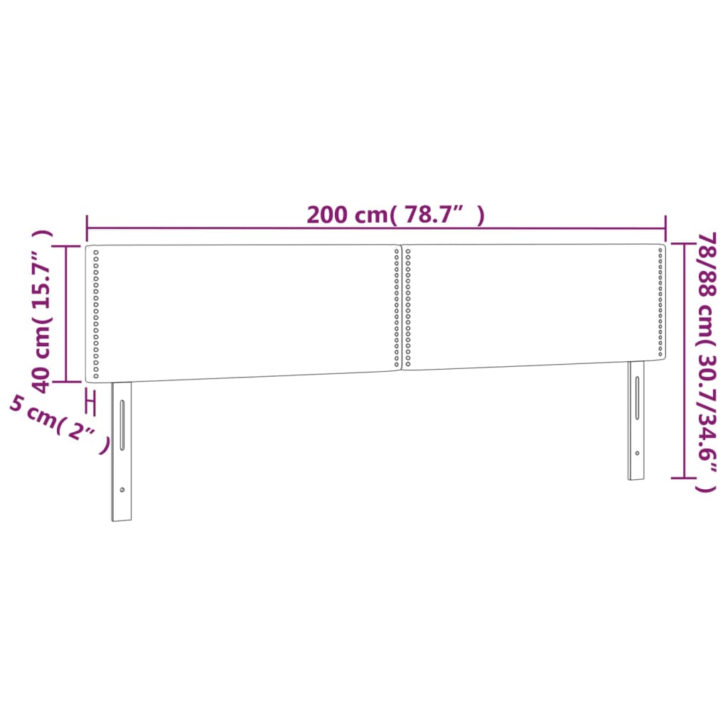 Cabeceira de cama 2 pcs tecido 100x5x78/88 cm castanho -escuro