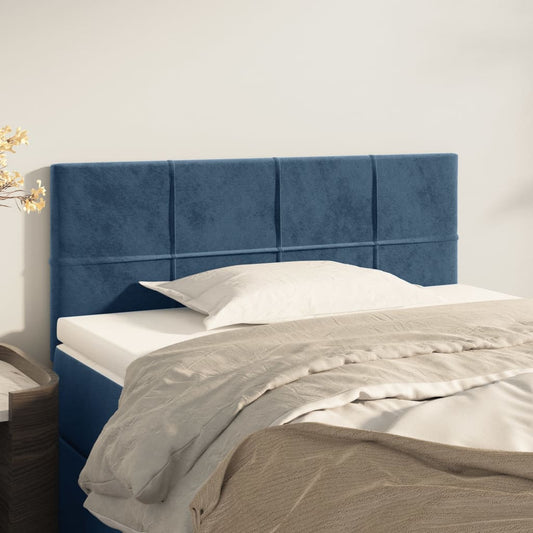 Cabeceira de cama veludo 90x5x78/88 cm azul-escuro