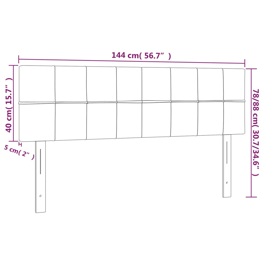 Cabeceira de cama 2 pcs tecido 72x5x78/88 cm creme