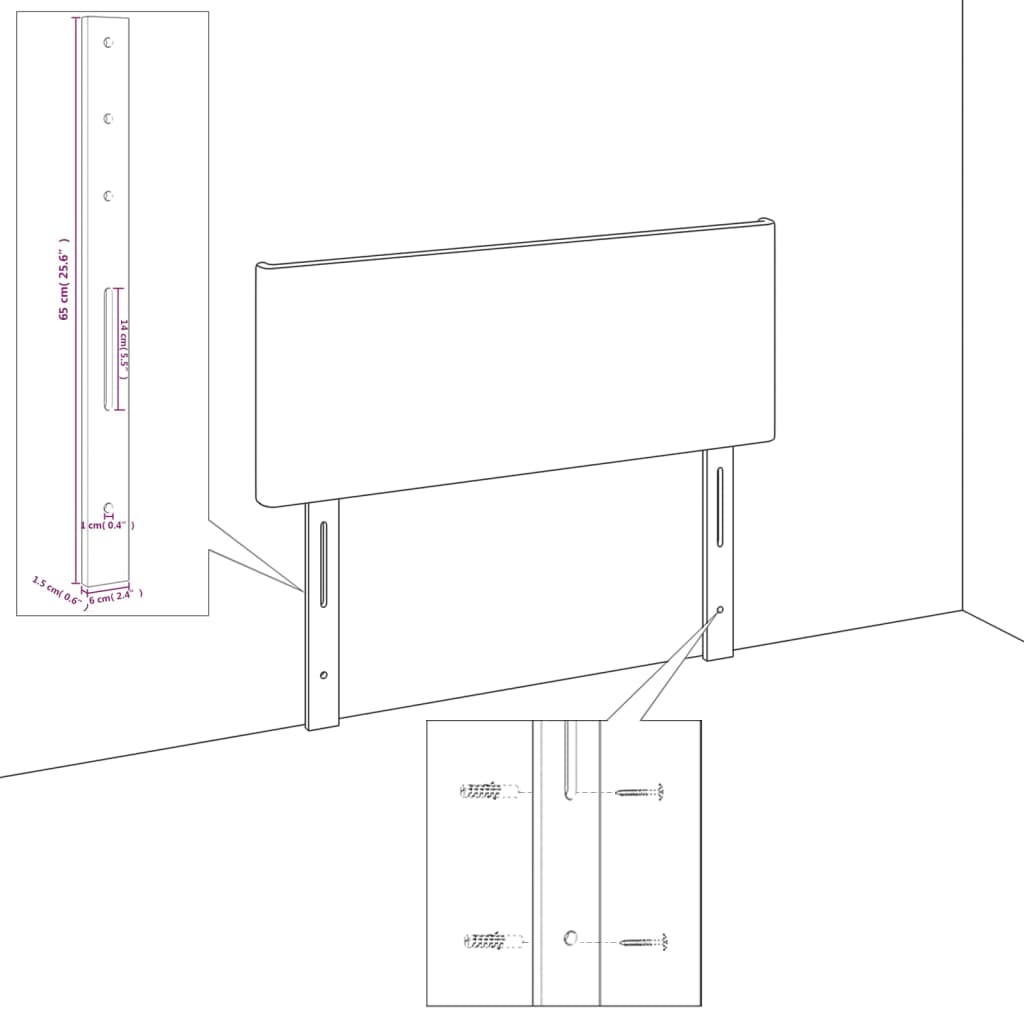 Cabeceira de cama 2 pcs veludo 72x5x78/88 cm cinzento-escuro