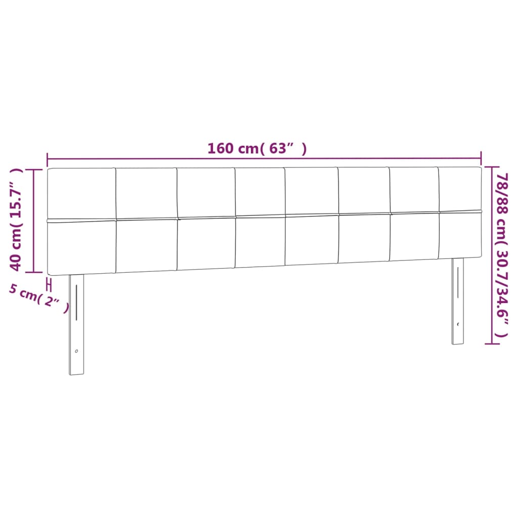 Cabeceira de cama 2 pcs tecido 80x5x78/88 cm castanho